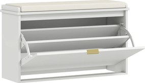 HOMCOM Bancă pentru Pantofi cu Raft Interior Reglabil și Detașabil, 80x26x47.5 cm, Alb și Bej | Aosom Romania