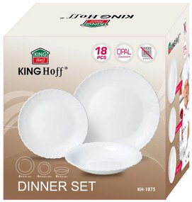 Set farfurii 18 piese, opal, alb Kinghoff KH1875