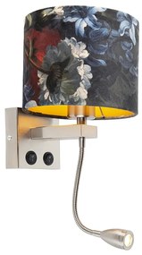 Lampa de perete din oțel cu abajur din catifea flori cu auriu - Brescia