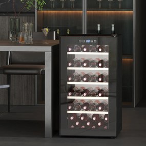 HOMCOM Frigider Vin pentru 41 de Sticle cu Temperatură Reglabilă Negru | Aosom Romania