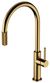 Baterie bucatarie cu sistem filtrare D1 auriu periat Omnires Switch cu 3 cai, pentru apa filtrata