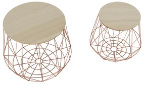 Set măsuţe auxiliare, natural/cupru, DALUX