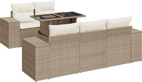 vidaXL Set canapele de grădină cu perne, 6 piese, bej, poliratan