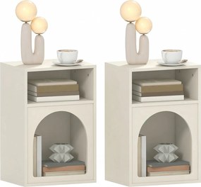HOMCOM Set de 2 noptiere, noptieră cu compartimente deschise, design arcuit, 40 x 30 x 60 cm, crem | Aosom Romania
