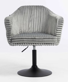 HR832N Scaun Gri Teddy Cord cu Bază Neagră