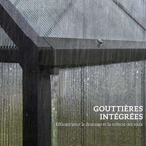 Outsunny Seră de grădină din aluminiu și policarbonat, seră cu fereastră reglabilă și ușă batantă, rezistentă la intemperii, transparent | Aosom Romania