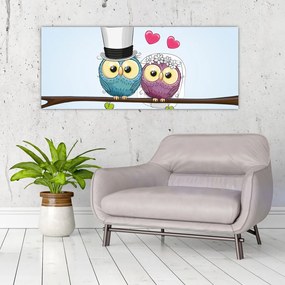 Tablou - Bufnițe îndrăgostite (120x50 cm)