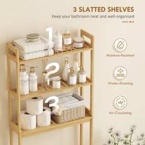 kleankin Raft din bambus pentru depozitare deasupra toaletei, Org | Aosom Romania