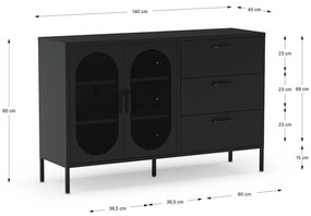 Comodă neagră 140x90 cm Diora – Marckeric