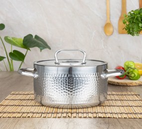 Cratita din inox Zilan ZLN1313, 2.5L, Diametru 20 cm, Manere nituite, Compatibil gaz, inductie electric, Compatibil masina de spalat vase