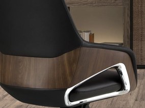 Scaun de birou modern piele sintetica si furnir de nuc Black