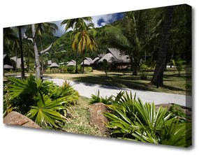 Tablou pe panza canvas Frunze de palmier Copaci Natura Verde Maro
