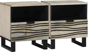 vidaXL Dulap de noapte cu sertar 2 pcs Alb și negru 40 x 33 x 46 cm