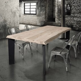 MASA FONTY -  LEMN MASIV PICIOR METALIC - 250 cm / 100 cm / h 77 cm - LEMN NATUR