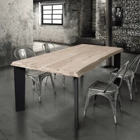 MASA FONTY -  LEMN MASIV PICIOR METALIC - 250 cm / 100 cm / h 77 cm - LEMN NATUR