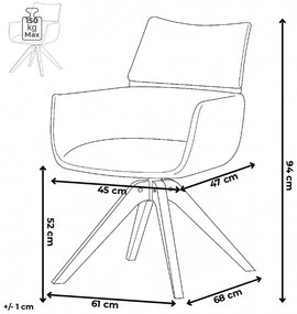 Set de scaune de sufragerie cu mecanism deîntoarcere HC-X1128 LAN2, manșestru, 2 buc.