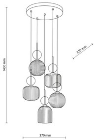 Lustră pe cablu SOPHIA 5xE14/10W/230V negru/bej fumuriu