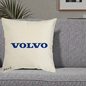 Perna Personalizata cu emblema Volvo, 40x40 cm, Ecru, Husa Detasabila, Perna Inclusa, BEKZ®