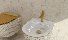 Baterie bideu din alama sanitara, auriu periat, pipa fixa 13 cm, LaVita Verdi Auriu