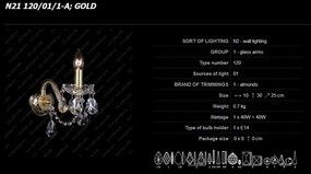 Aplica de perete cu 1 brat, cristal Bohemia N21 120/01/1-A