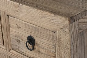 Comodă din lemn masiv cu 9 sertare, aspect antichizat, „Étable”