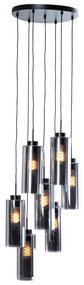 Lampă suspendată Art Deco neagră cu sticlă fumurie cu 7 lumini - Laura