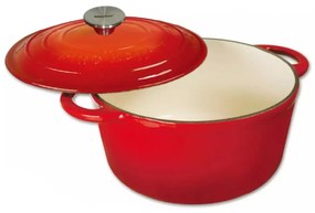 Oala fonta emailată cu capac 24 cm 4L Kinghoff KH1529, rosie