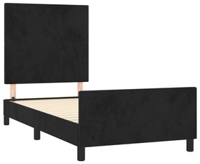 Cadru de pat cu tablie, negru, 90x200 cm, catifea Negru, 90 x 200 cm, Design simplu