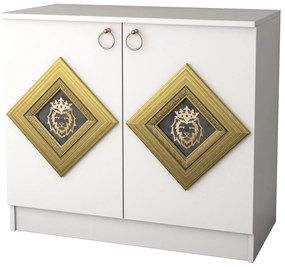 Comoda Deluxe cu oglinda, culoare alb / gri, 90 x 46 x 80 cm