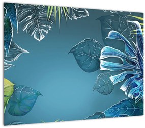 Tablou pe sticlă - Frunzele plantelor tropicale (70x50 cm)
