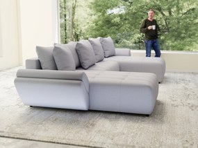 Colțar extensibil dumonde cu ladă de depozitare si sezut confortabil din spuma high-density, Berlin U Enjoy Gri 380x180 cm