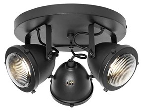Spotlight industrial negru rotund reglabil 3 lumini - Emado