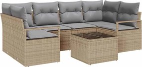 vidaXL Set de canapele pentru grădină cu pernă Manual 7 pcs Bej și gri