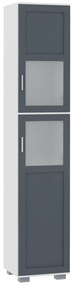 kleankin Dulap înalt de Baie Mobilier Coloană de Baie cu 2 Uși de Sticlă Temperată și Rafturi Ajustabile 37x35x190 cm Alb și Gri | Aosom Romania