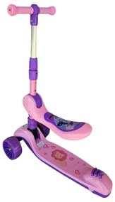 Trotineta 2 in 1 pentru copii cu roti luminoase din silicon NOVOKIDS™ Mini Scooter 8130, Cu melodii , 3 roti, Pliabila, Maner reglabil pe inaltime,