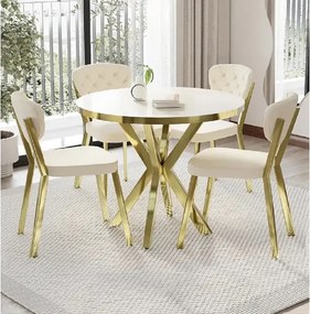 Scaun Barton, bej, profil din metal,auriu