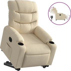 vidaXL Fotoliu electric rabatabil cu ridicare, crem, textil