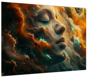 Tablou pe sticlă - Chip în Spațiu (70x50 cm)