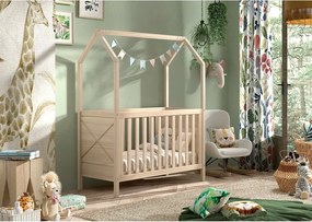 Pătuț în culoare naturală din lemn de pin cu înălțime reglabilă 60x120 cm Scott – Vipack