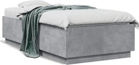 vidaXL Cadru de pat, gri beton, 90x190 cm, lemn prelucrat