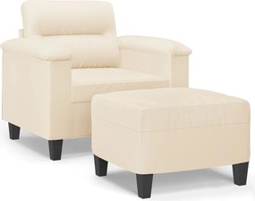 vidaXL Fotoliu canapea cu taburet, bej, 60 cm, microfibră