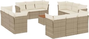 vidaXL Set canapele de grădină, 13 piese, cu perne, bej, poliratan