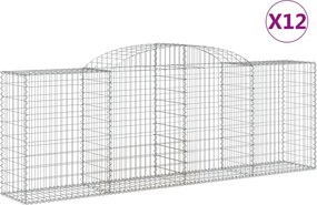 vidaXL Coșuri gabion arcuite 12 buc, 300x50x100/120cm, fier galvanizat