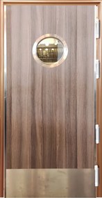 Usa restaurant bucatarie cu geam hublou - dublu batanta la 180 1050x2085, Stejar Milano, Laminat HPL