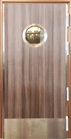 Usa restaurant bucatarie cu geam hublou - dublu batanta la 180 1050x2085, Stejar Milano, Laminat HPL