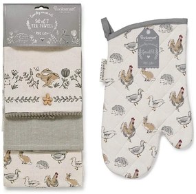 Set cu prosoape și mănușă de bucătărie 4 buc. Country Animals – Cooksmart ®