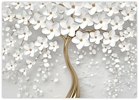 Tablou cu copac alb cu flori (70x50 cm)