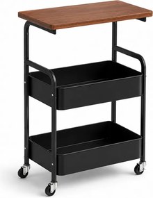 Masuta de colt pe roti NEXORA 77x43 cm, neagra