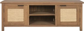 Comoda TV din lemn de tec si rattan natural " Rustic Wood "