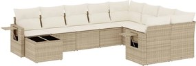 vidaXL Set canapele de grădină cu perne, 10 piese, bej, poliratan